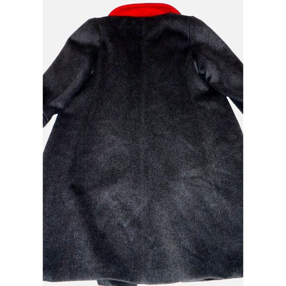 Karen Vintage Wool Coat Union Made Charcoal Red Collar 60s Mod Classic Old Money - Picture 2 of 12